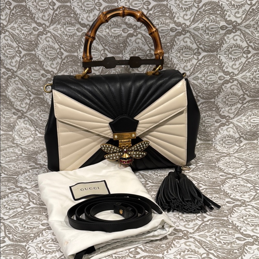 RARE GUCCI QUEEN MARGARET BAMBOO TOP HANDLE BAG